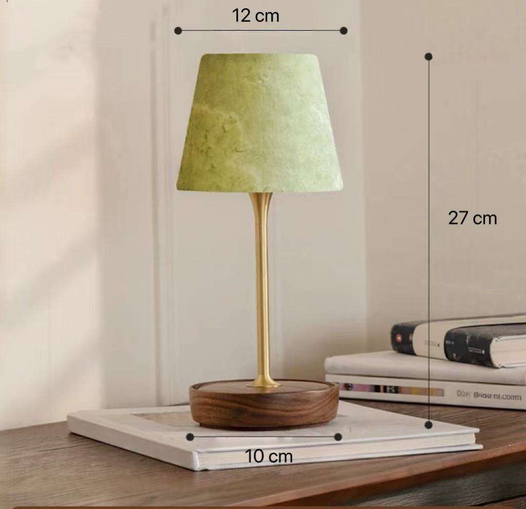 Brass & Wood Touch Table Lamp Dimmable Bedside Accent Light