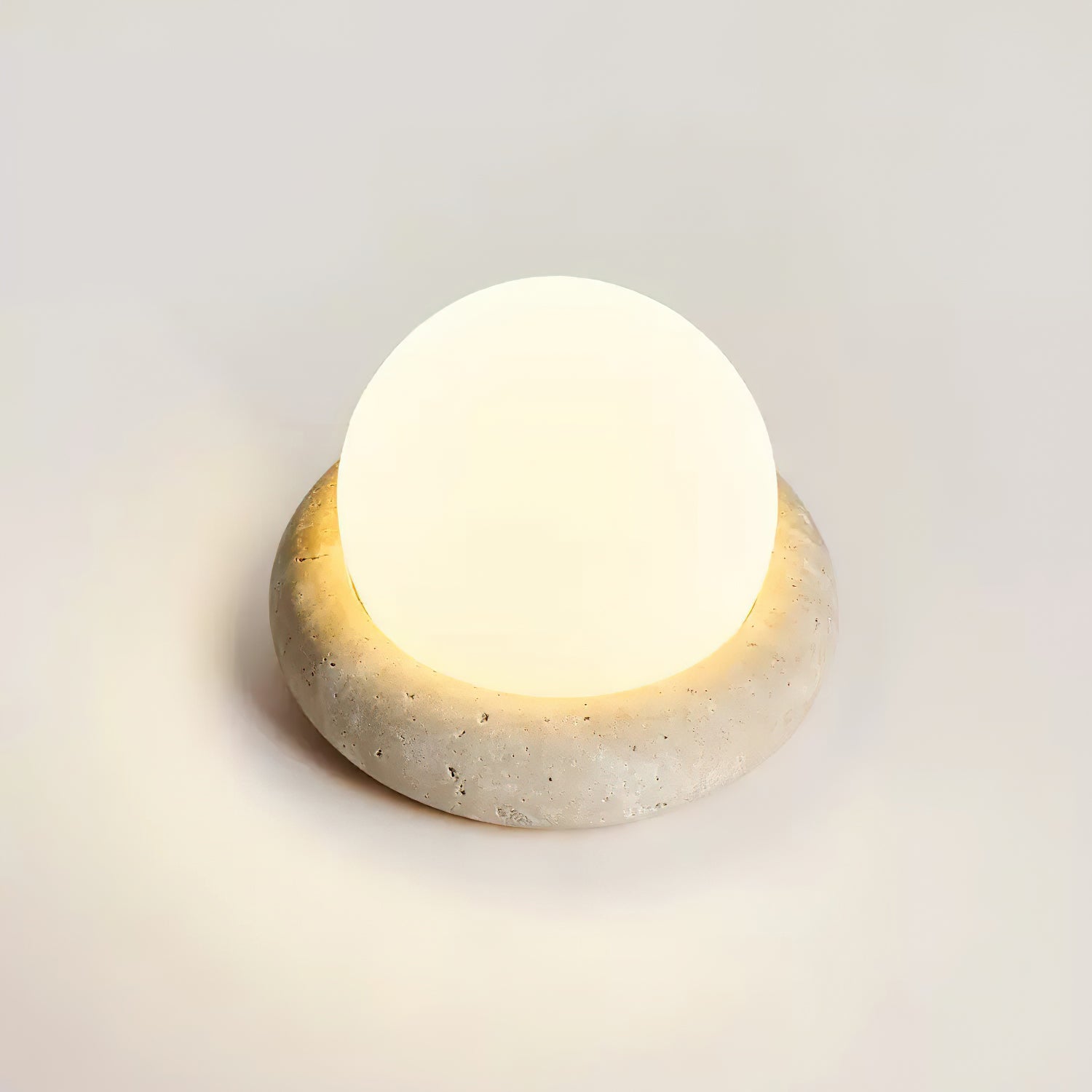 Cordless Travertine Stone Table Lamp Portable USB Accent Light