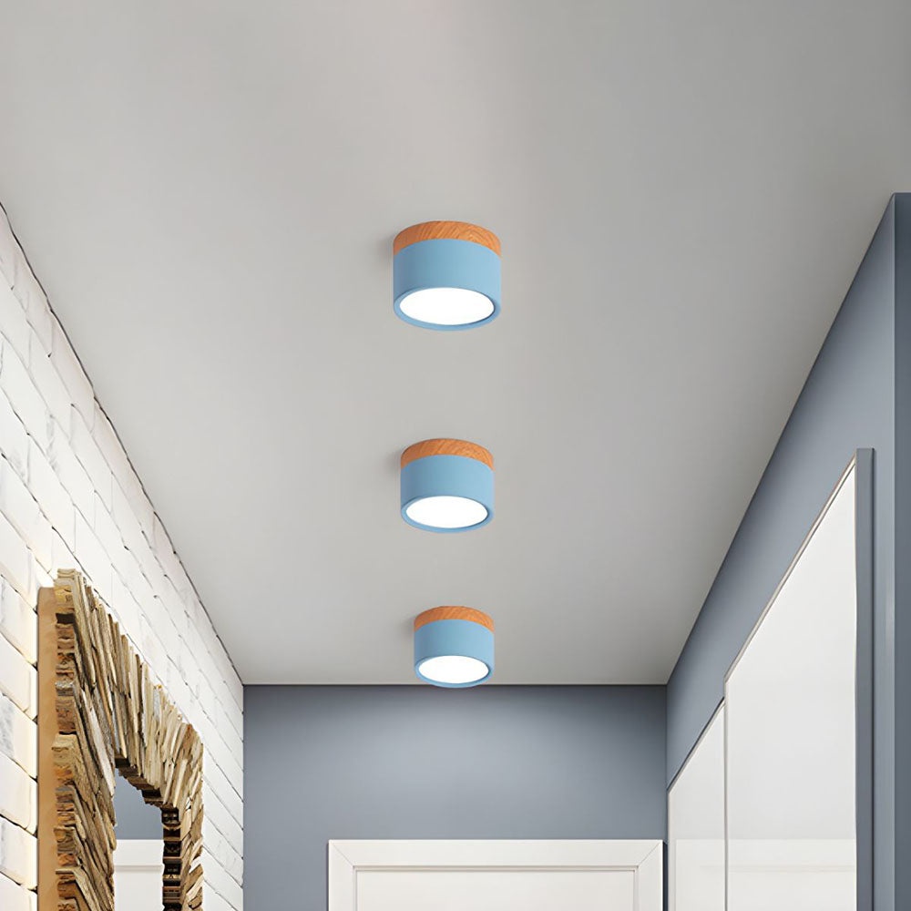 Nordic Macaron Wood Art LED Surface Mounted Multi-Color Tube Light Ceiling Mounted