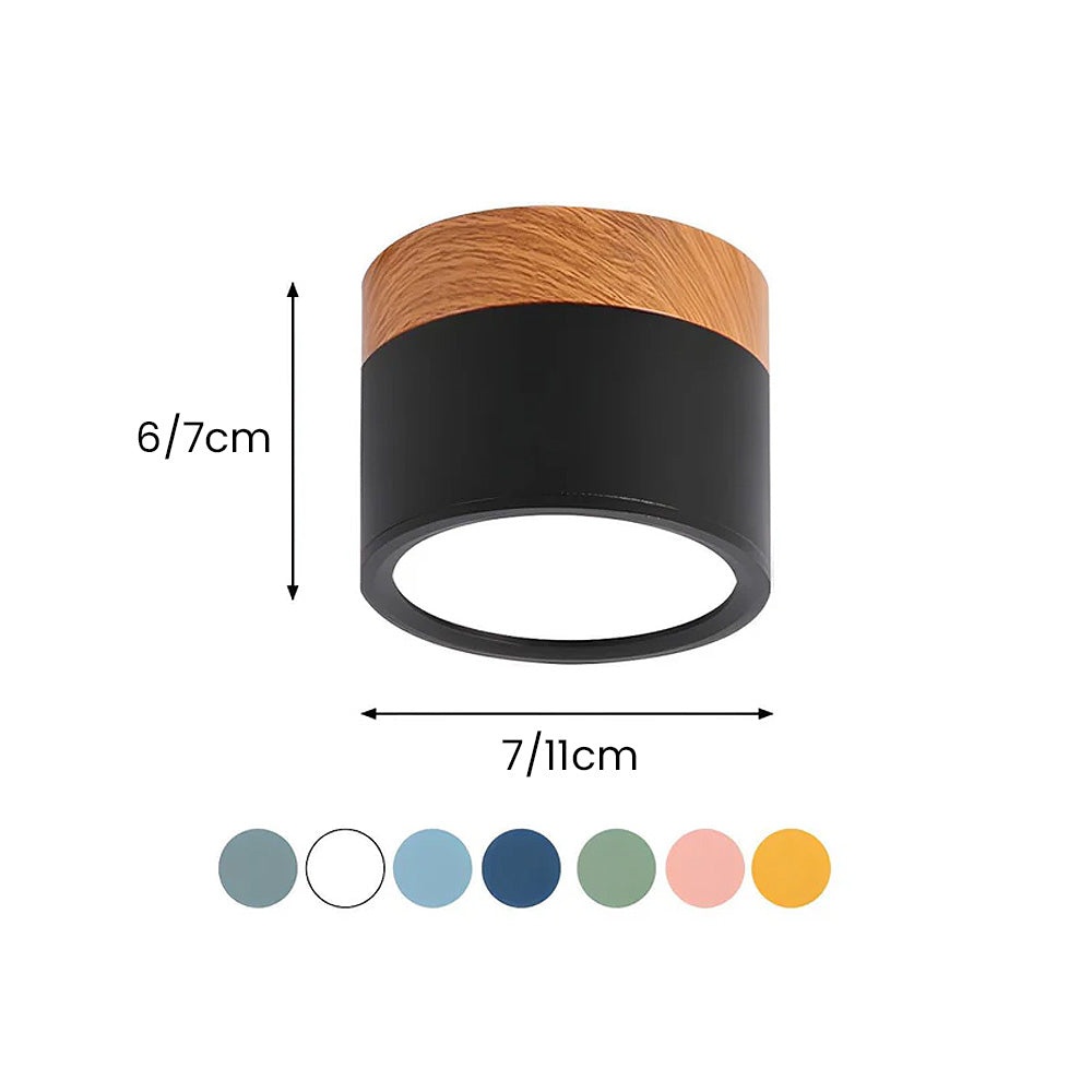 Nordic Macaron Wood Art LED Surface Mounted Multi-Color Tube Light Ceiling Mounted