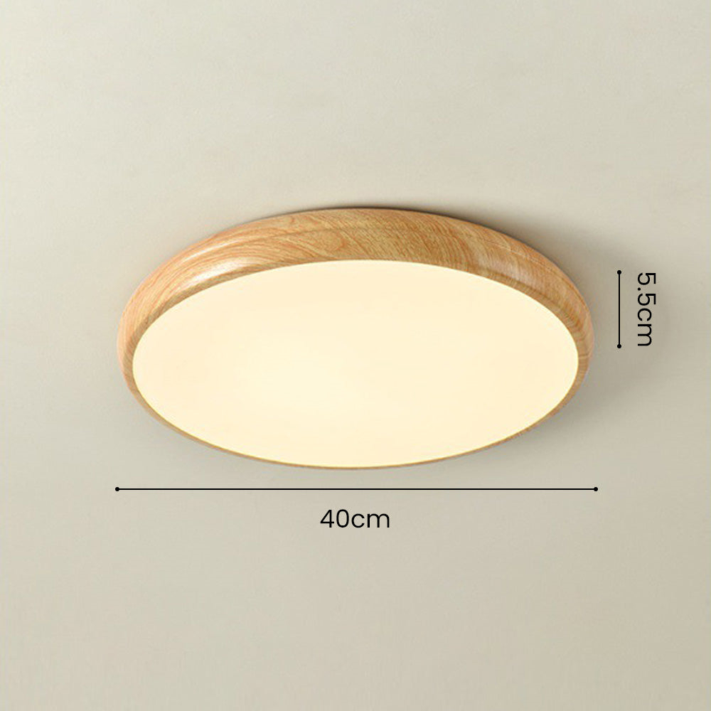Nordic LED Round Walnut Bedroom Ceiling Lamp