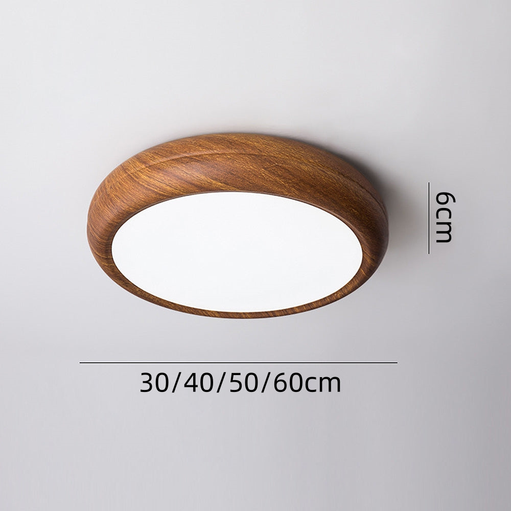 Nordic LED Round Walnut Bedroom Ceiling Lamp