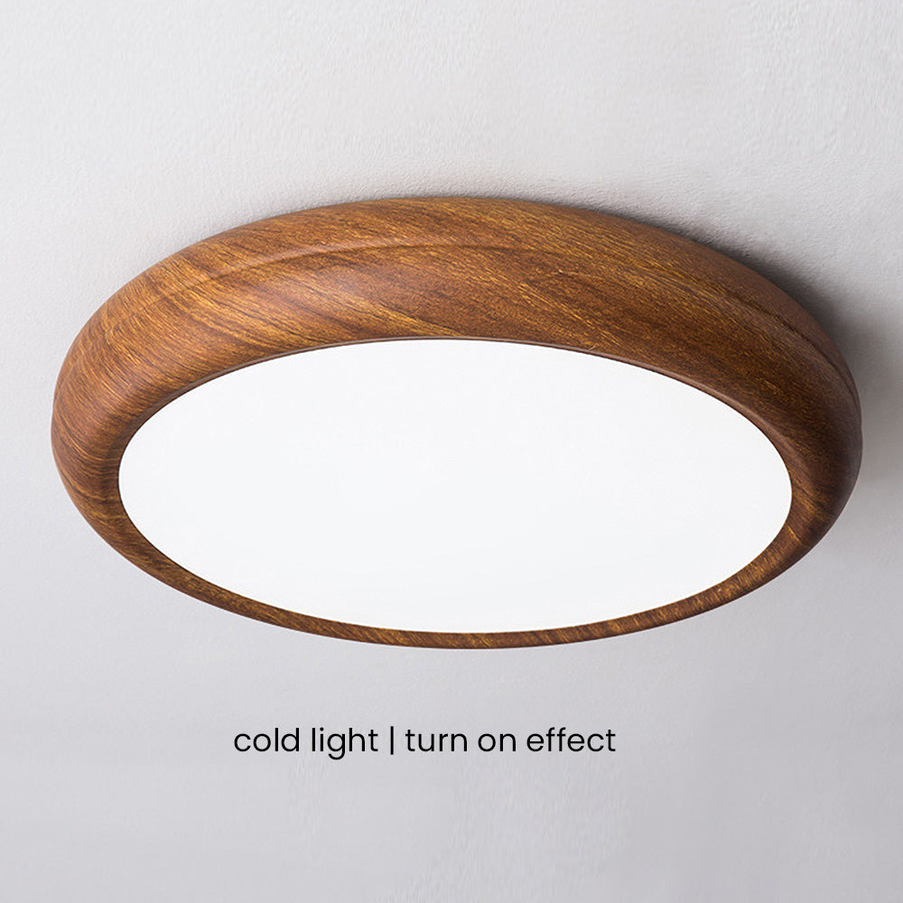 Nordic LED Round Walnut Bedroom Ceiling Lamp