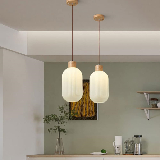 Japanese Style Log Winde Minimalist Modern Restaurant bar Glass Chandelier