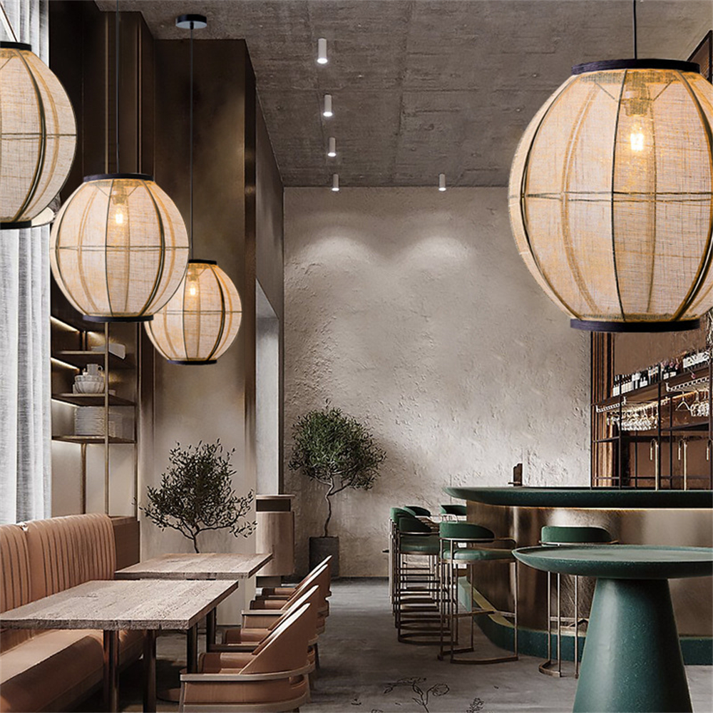 New Chinese Style Vintage Fabric Pendant Lights Handwoven