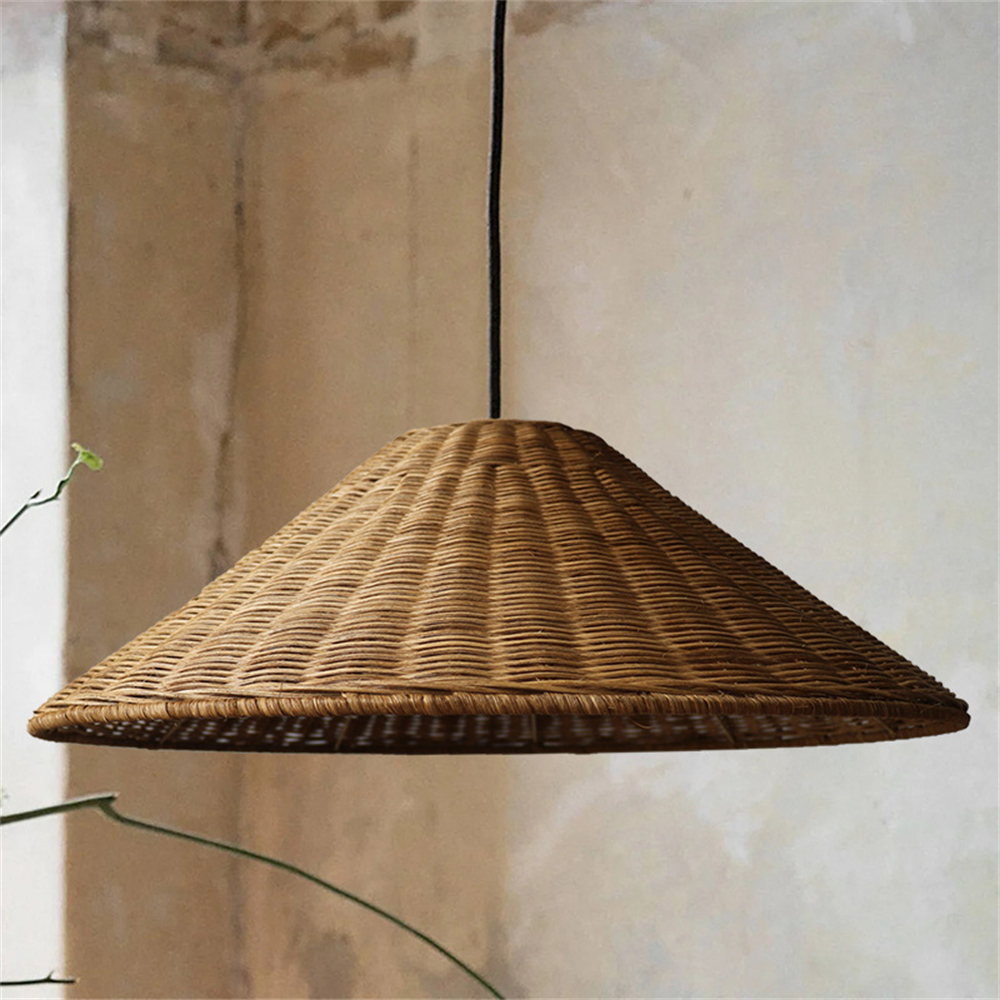 Woven Rattan Pendant Light Wicker Cone Lamp Shade