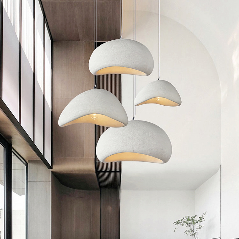 Nordic Japandi Living Room Handmade Oval Resin Chandelier Lamp