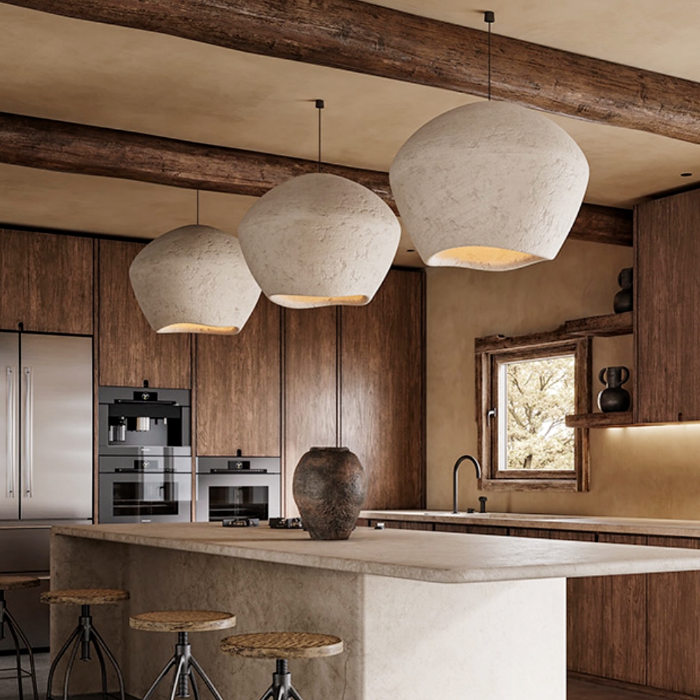 Japanese Minimalist Resin Chandelier Wabi-sabi B&B Dining Room Pendant Light