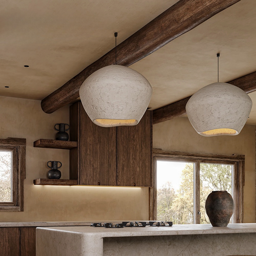 Japanese Minimalist Resin Chandelier Wabi-sabi B&B Dining Room Pendant Light