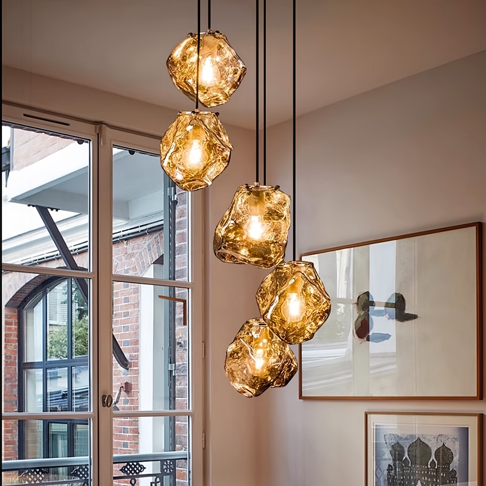 Modern Minimalist Art Ice Glass Pendant Light Creative Entrance Bar Counter Pendant Light