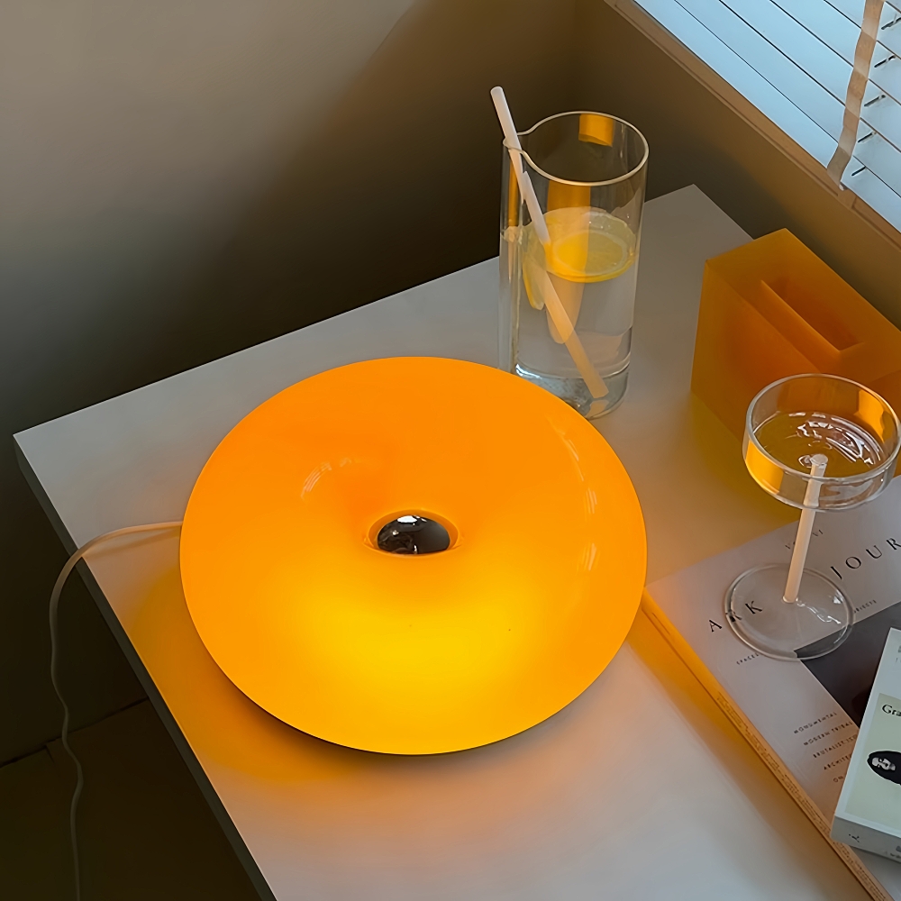 Modern Style Donut Shaped Circular Glass Table Lamp Touch Type Wall Lamp