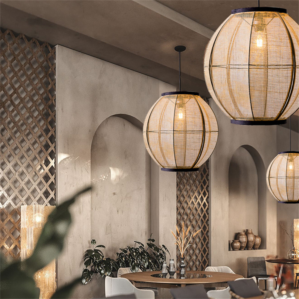 New Chinese Style Vintage Fabric Pendant Lights Handwoven