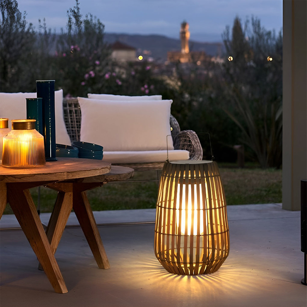 Outdoor Rattan Villa Garden Lawn Light Balcony Floor Lamp