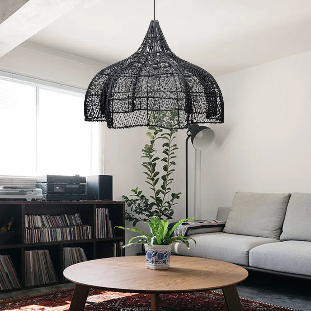 Wabi Sabi Rattan Chandelier Oversized Living Room Scandinavian Light