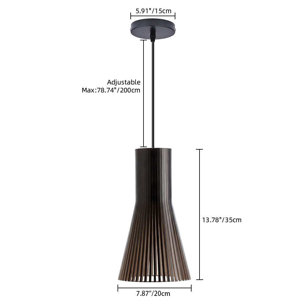 Fluted Wood Flare Pendant Lamp Sculptural Ambient Lighting