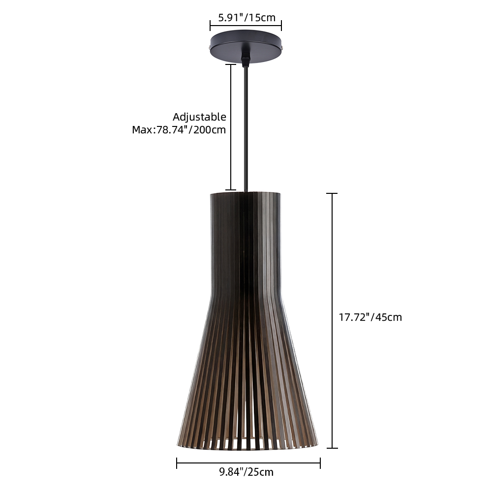 Fluted Wood Flare Pendant Lamp Sculptural Ambient Lighting