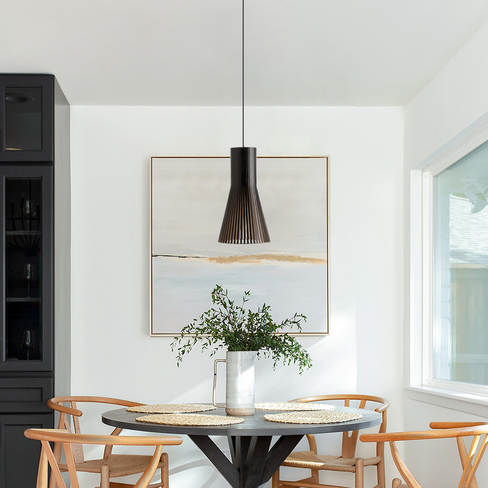 Fluted Wood Flare Pendant Lamp Sculptural Ambient Lighting