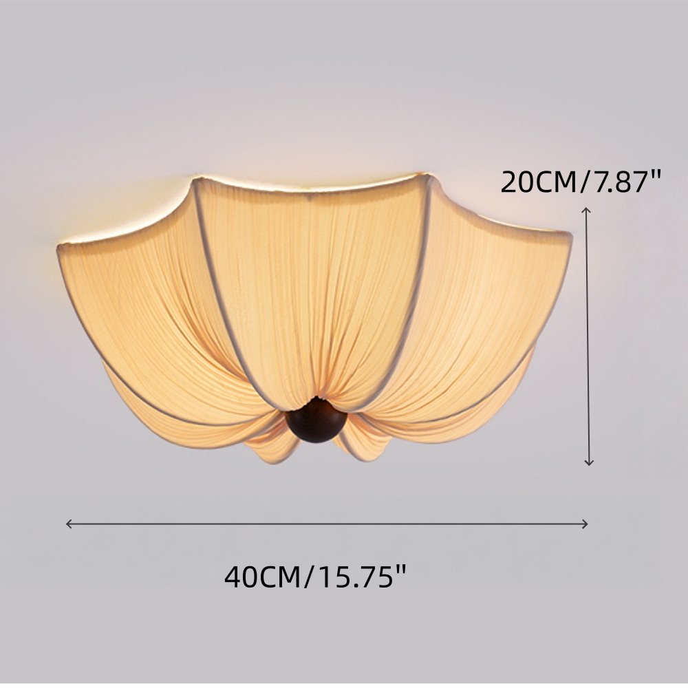 French Retro Fabric Petal Ceiling Light Vintage Flush Mount