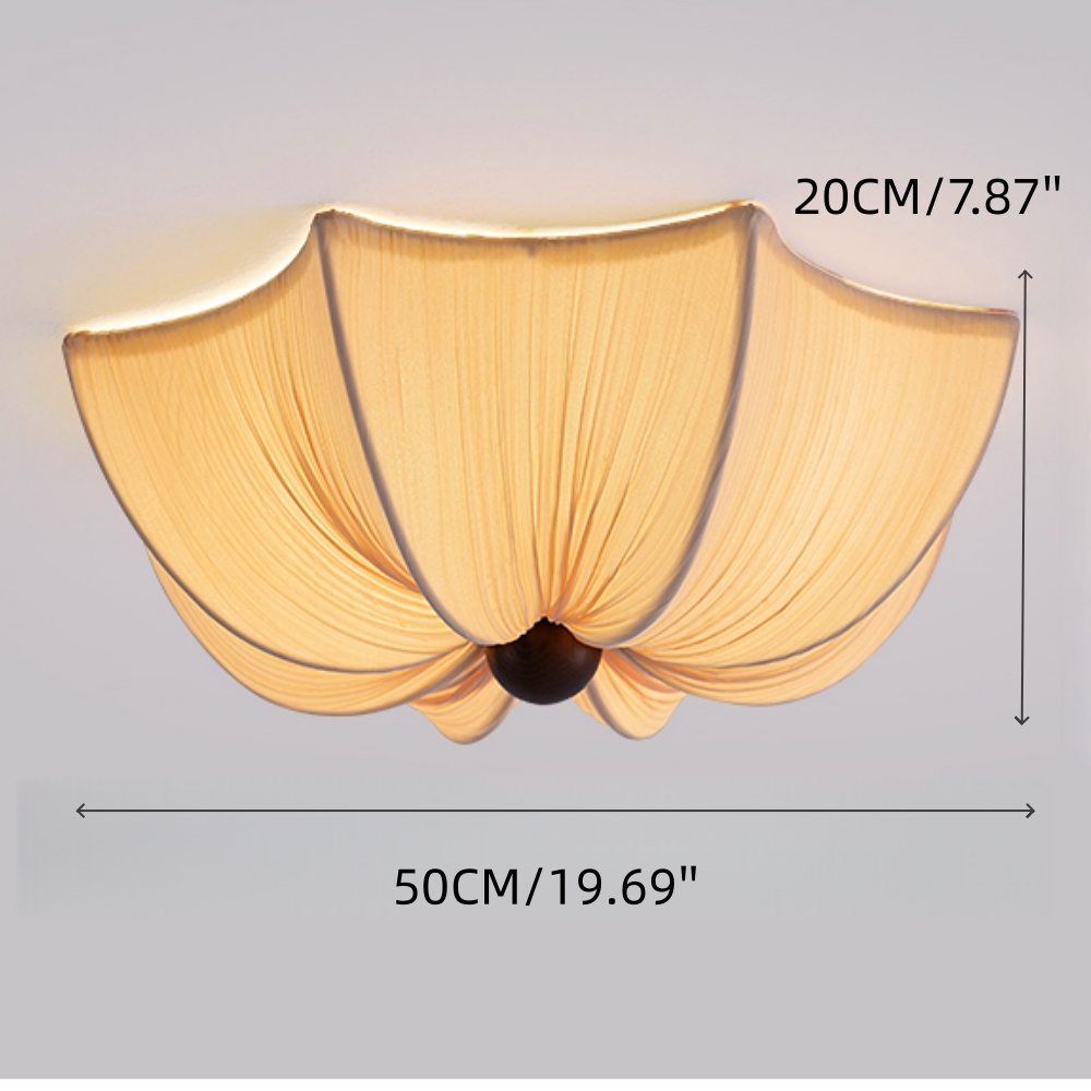 French Retro Fabric Petal Ceiling Light Vintage Flush Mount