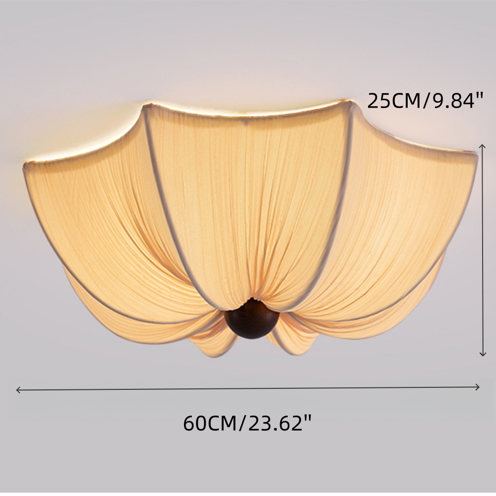 French Retro Fabric Petal Ceiling Light Vintage Flush Mount