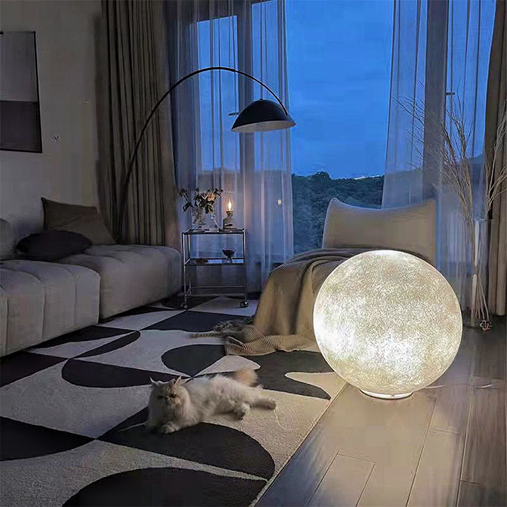 Nordic Creative Interior Resin Fiber Art Moon Floor Lamp