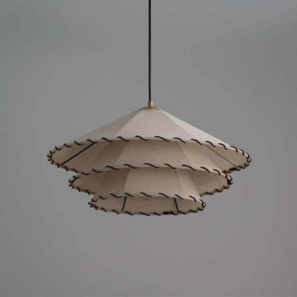 Vinatge Wabi-Sabi Lotus Leaf Fabric Pendant Light