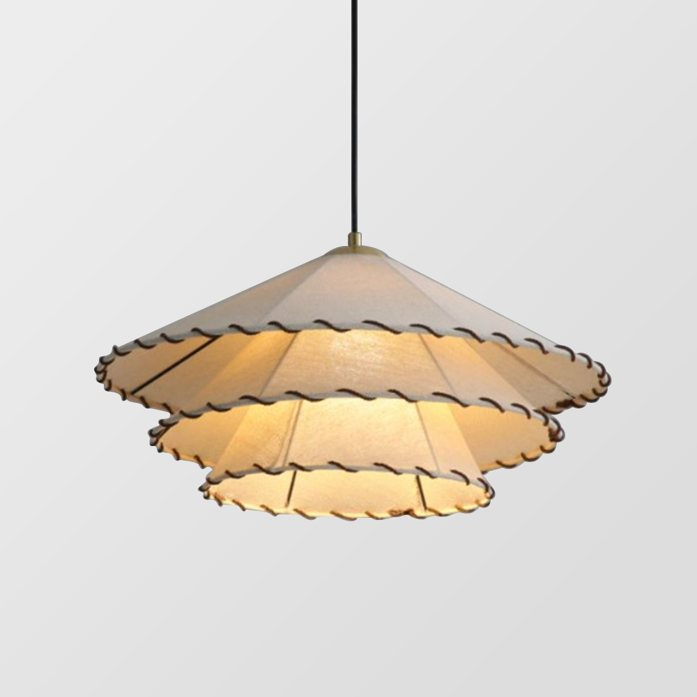 Vinatge Wabi-Sabi Lotus Leaf Fabric Pendant Light