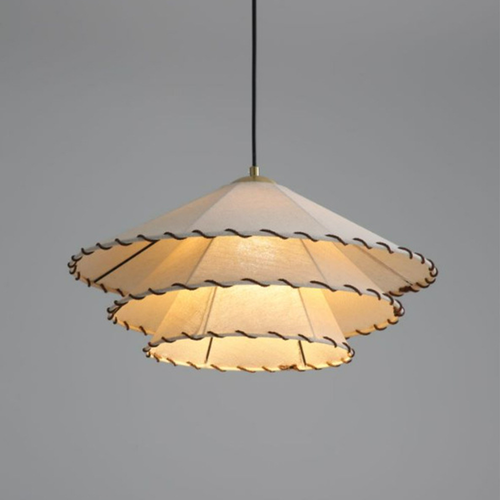 Vinatge Wabi-Sabi Lotus Leaf Fabric Pendant Light