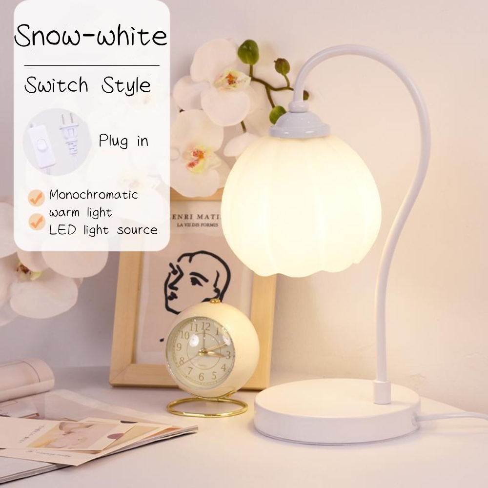 Bedroom desk lamp cream style bedside study flower bud creative eye protection night light