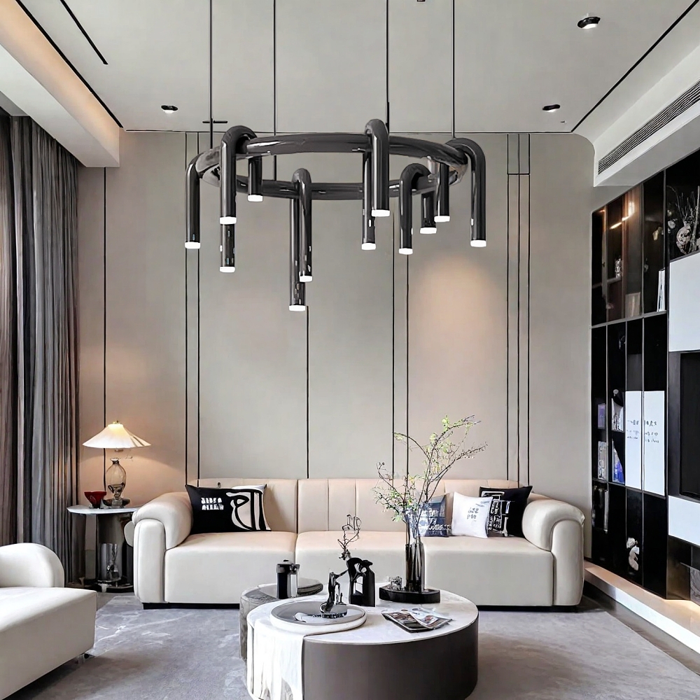 Nordic Modern U-Shaped Circular Pendant Light for Bedroom - Minimalist Creative Design