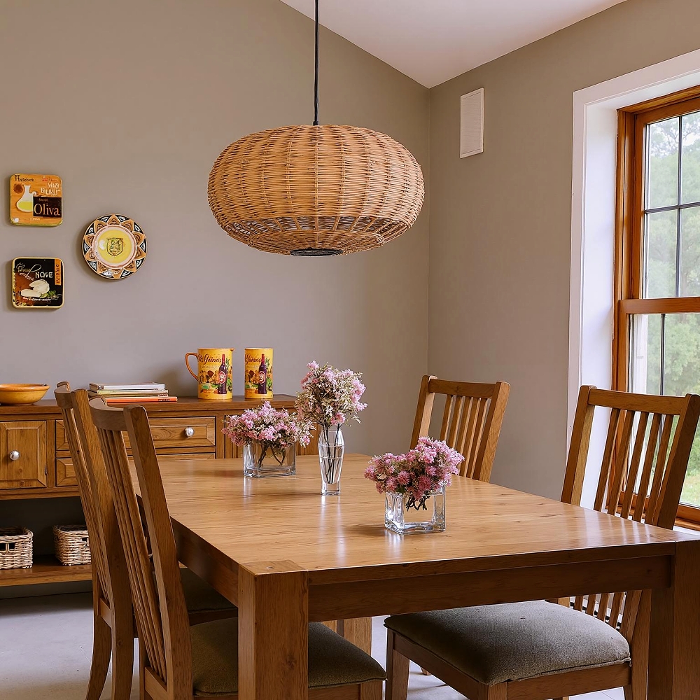 Vintage Japanese Wabi-Sabi Style Rattan Pendant Light