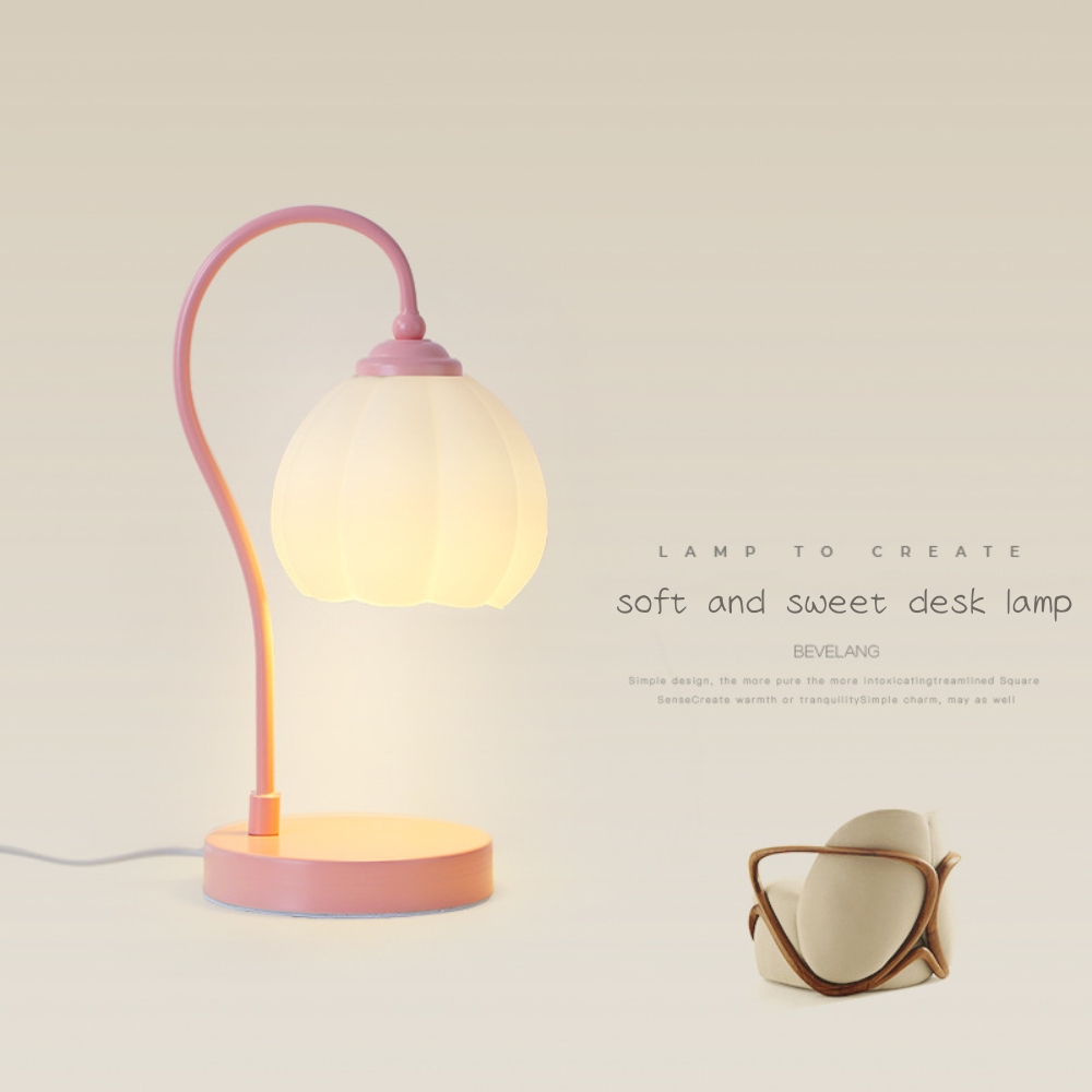 Bedroom desk lamp cream style bedside study flower bud creative eye protection night light