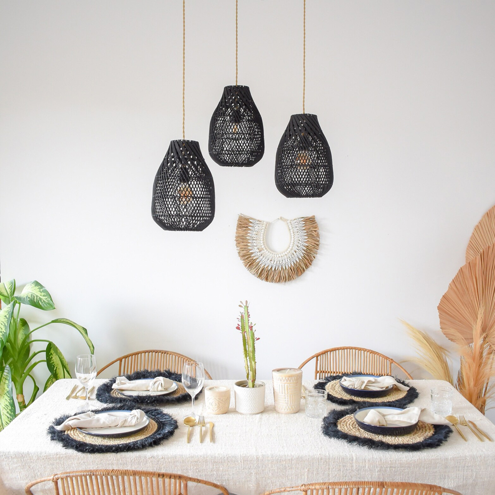 Boho Kitchen Lighting Fixture Unique Handmade Rattan Pendant Lamp Shade