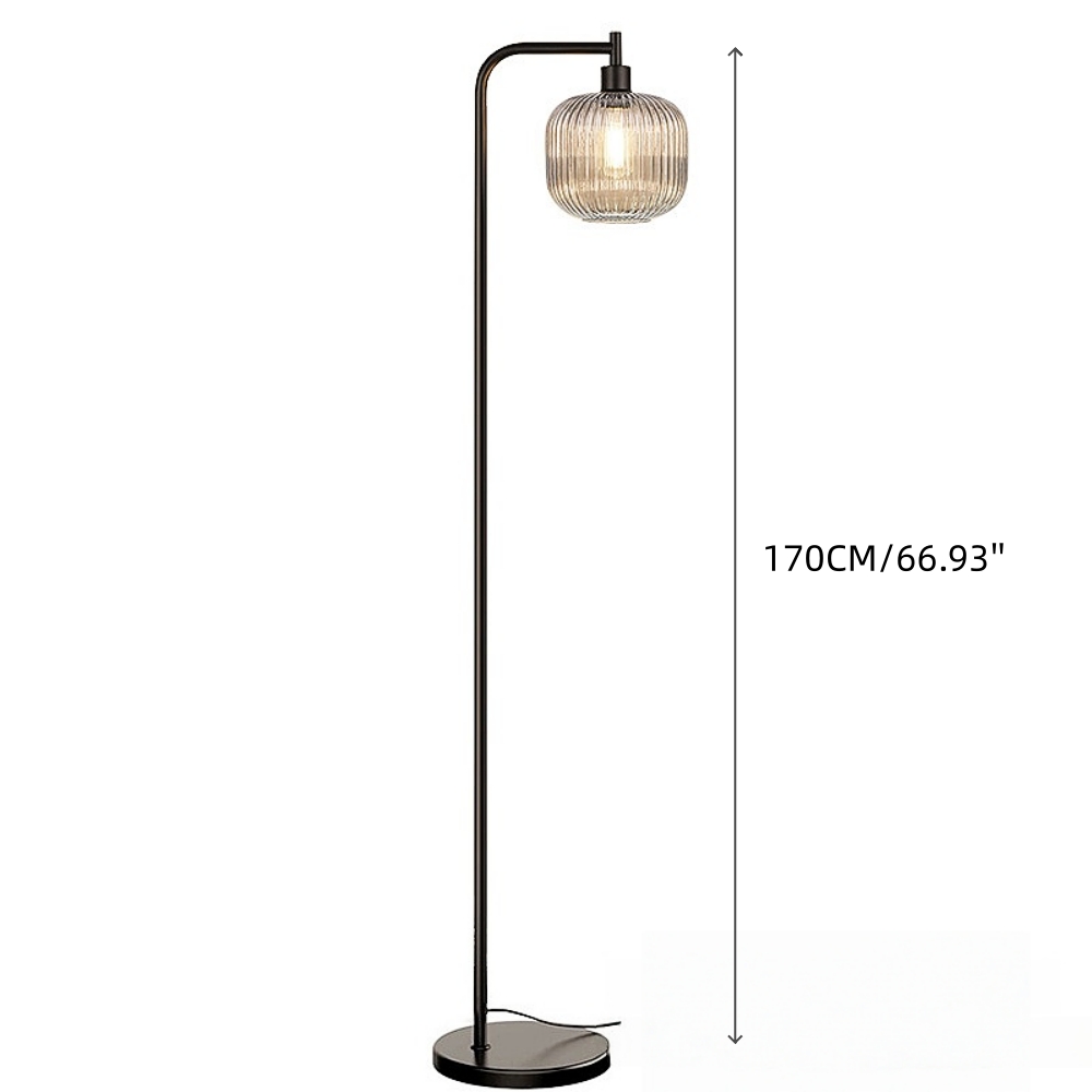 Vintage Green Glass Floor Lamp Water Ripple Light Shadow Effect