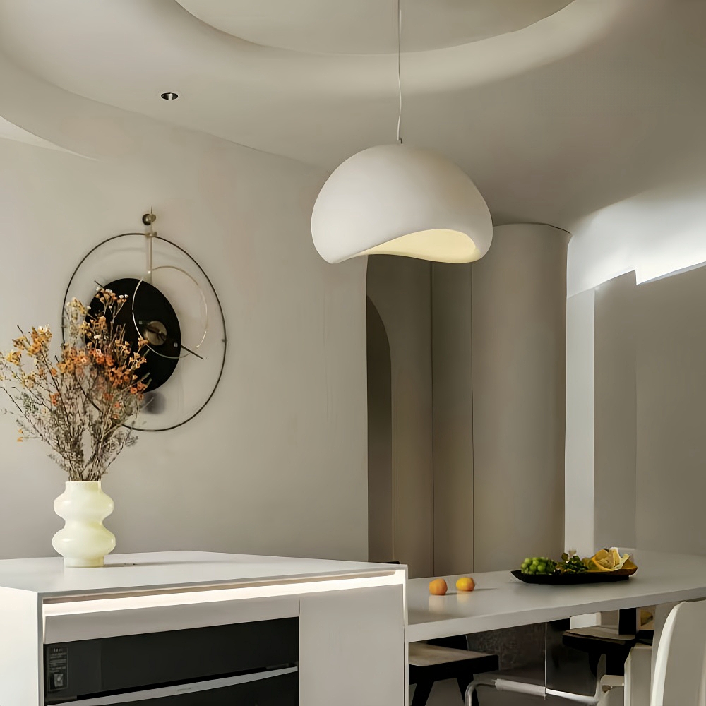 Nordic Japandi Living Room Handmade Oval Resin Chandelier Lamp