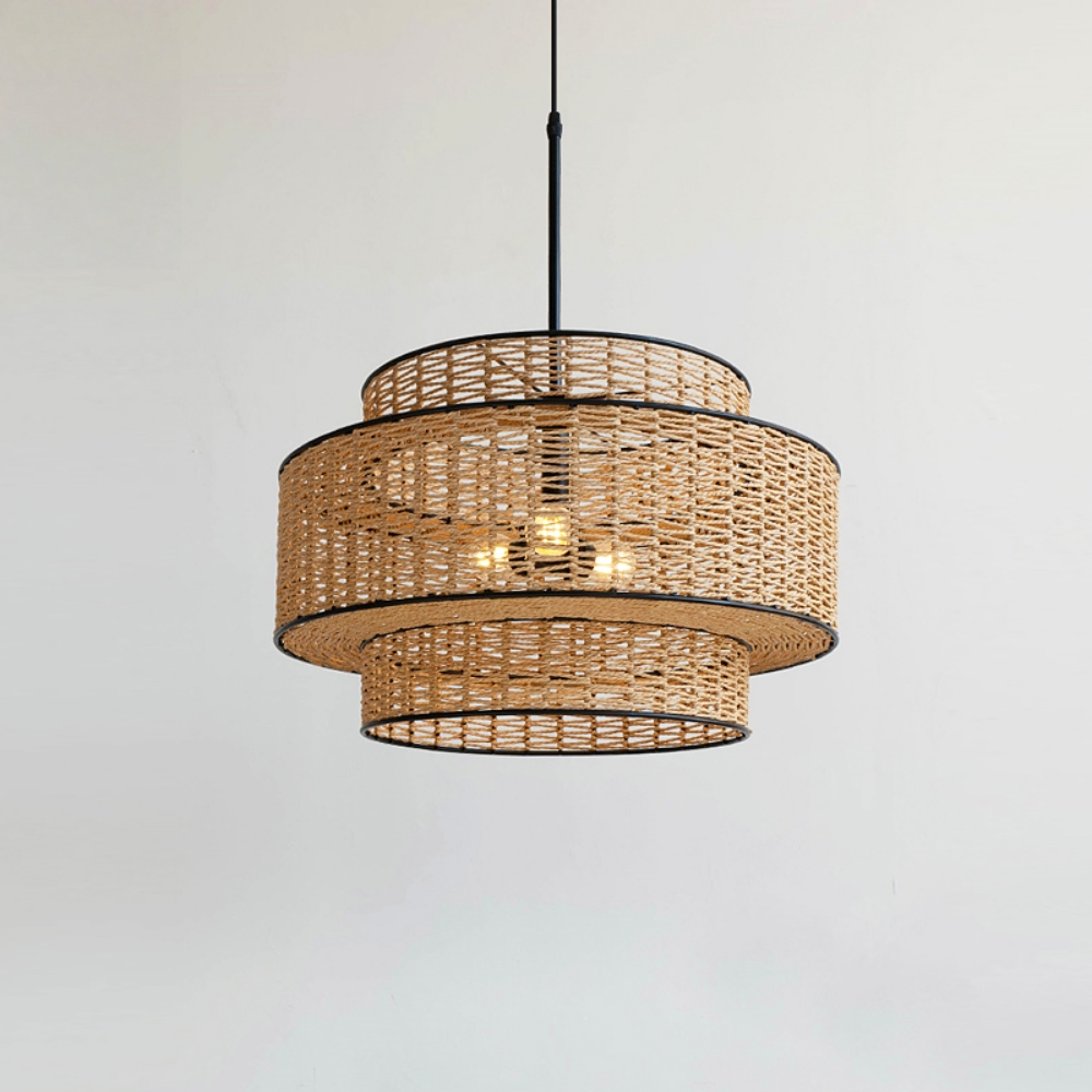 Wabi Sabi Handwoven Linen Rope Art Pendant Lamp