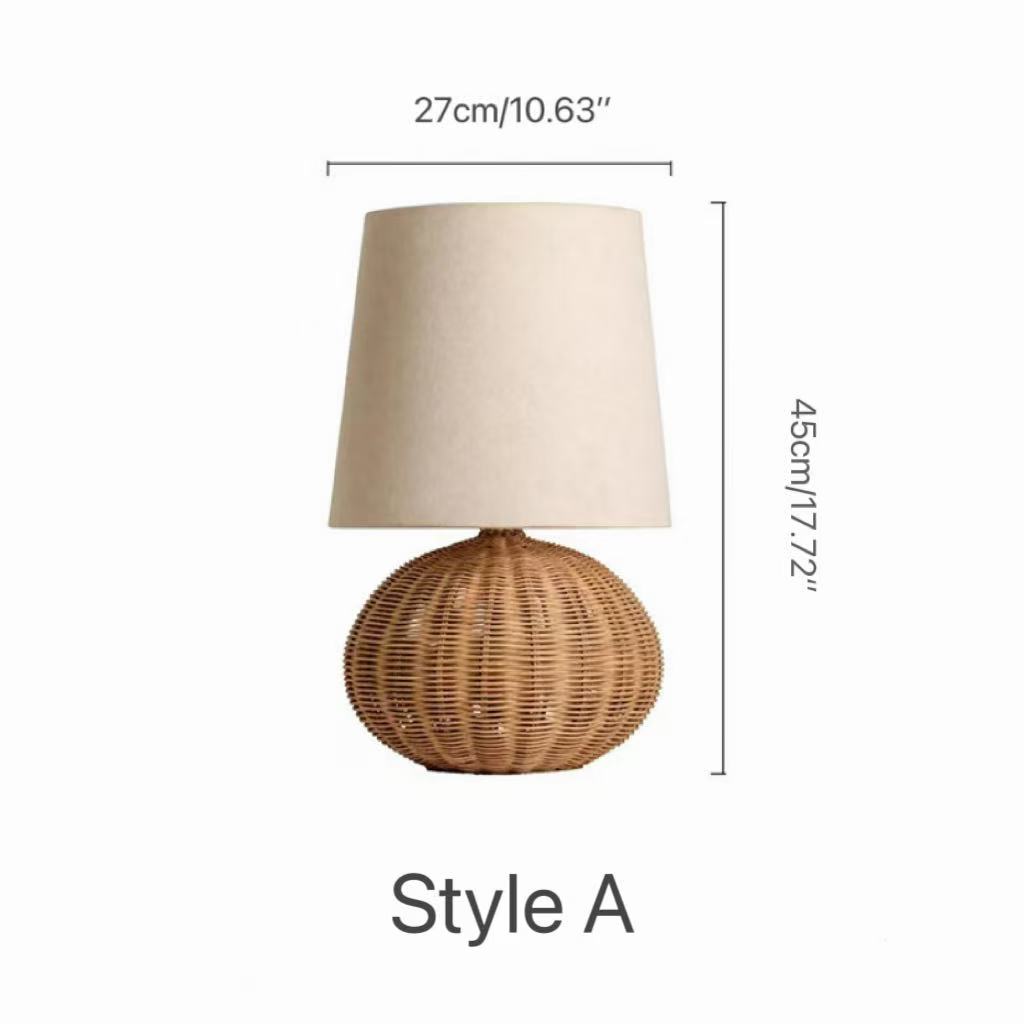 Rustic Woven Table Lamps with Natural Bamboo Material Light