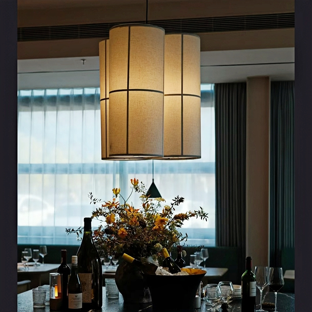 Japanese Wabi Sabi Style Retro Minimalist Study Room Tea Room Fabric Pendant Light
