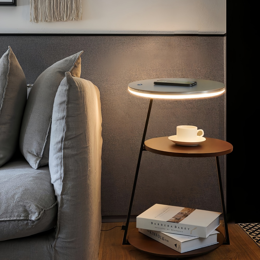 Modern Dimmable Floor Lamp with Integrated Drawer Storage