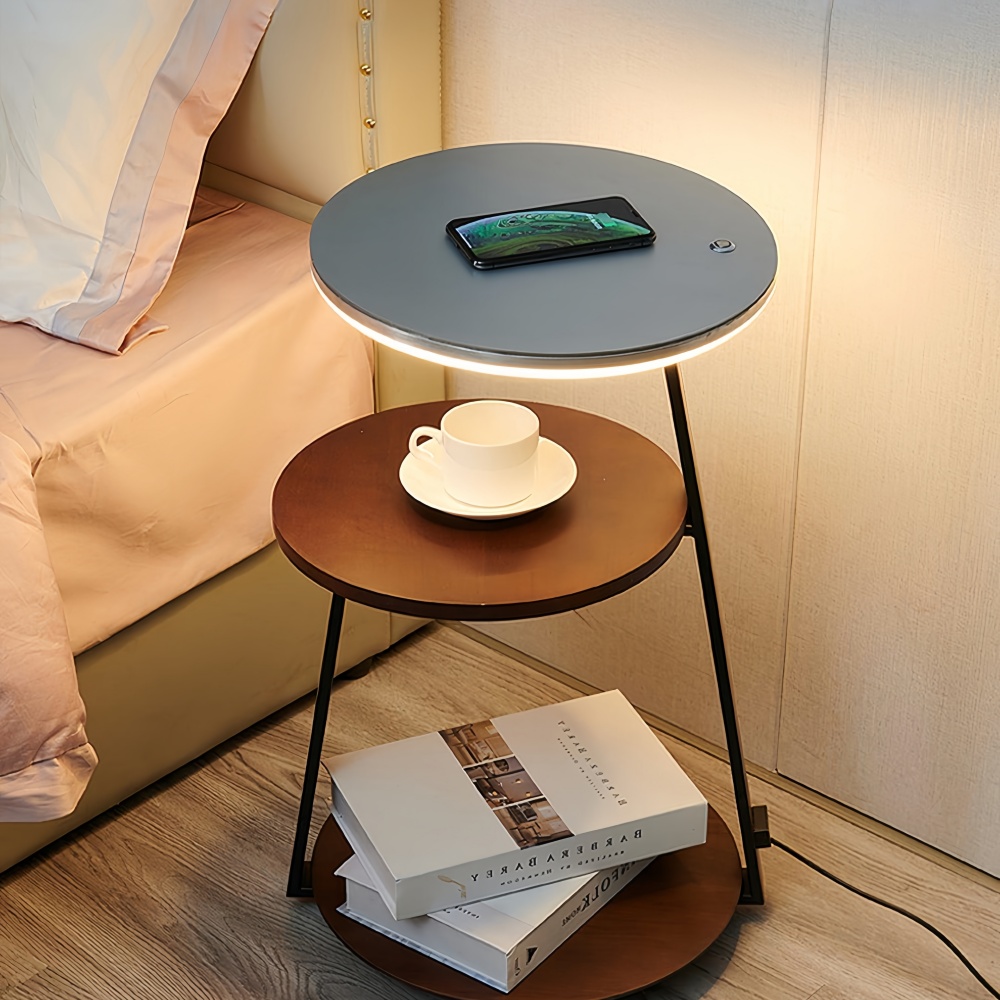 Modern Dimmable Floor Lamp with Integrated Drawer Storage