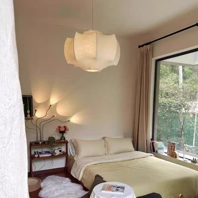 Retro Wabi-sabi Style Dining Room Hanging Lamp Art Imitation Silk Chandelier