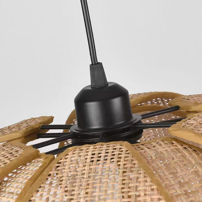 Rattan Petal Rustic Pendant Lamp Shade Japanese Wabi-sabi Flush Mount Lighting