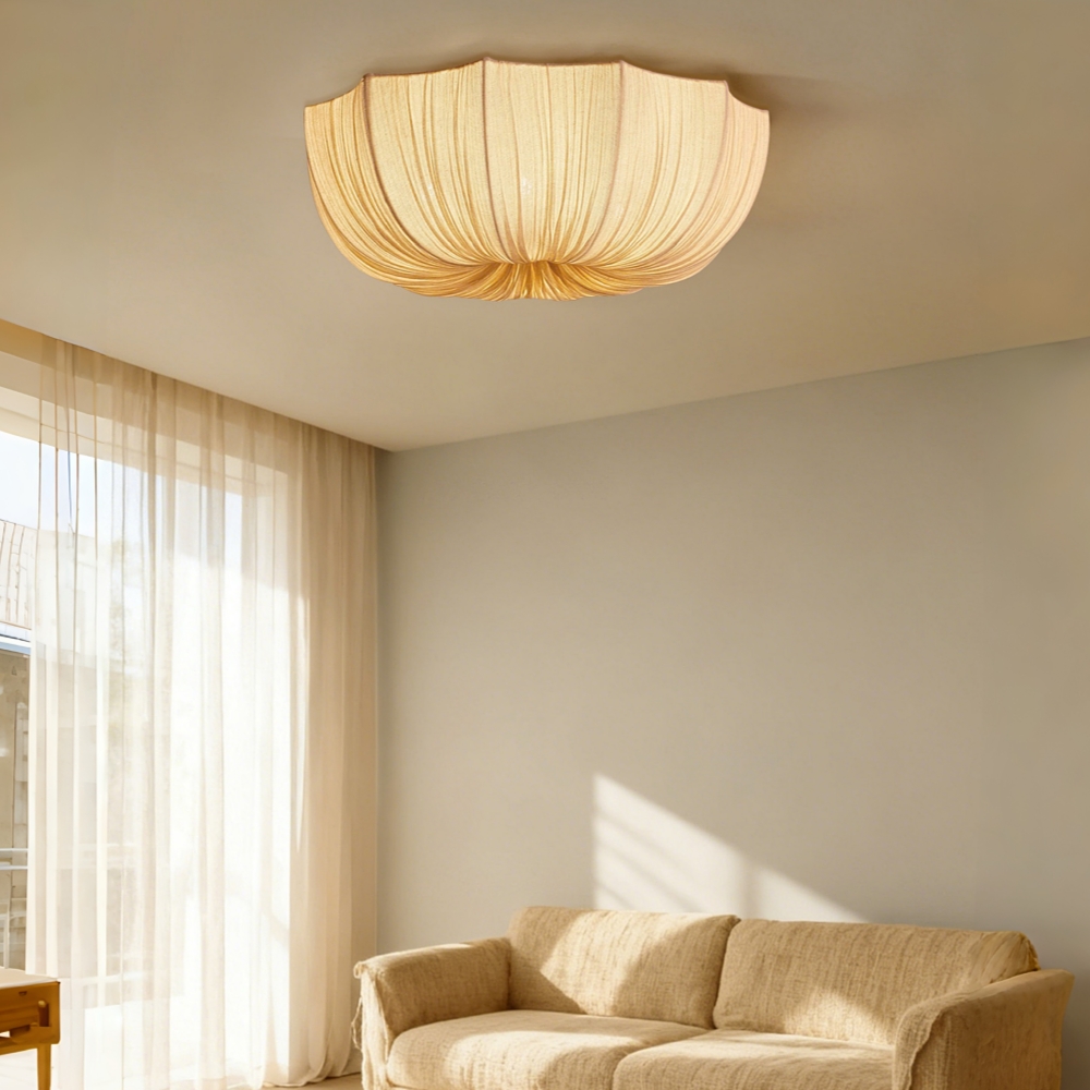 Japanese Retro Wabi-Sabi Style Fabric Pendant Light Living Room Bedroom Lighting Fixtures