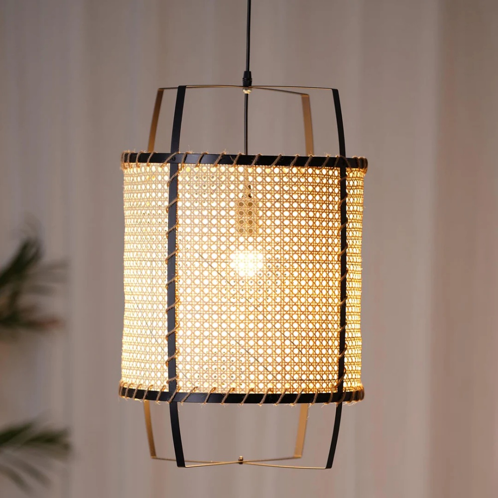 Wabi-Sabi Style Rattan Cane Pendant Light