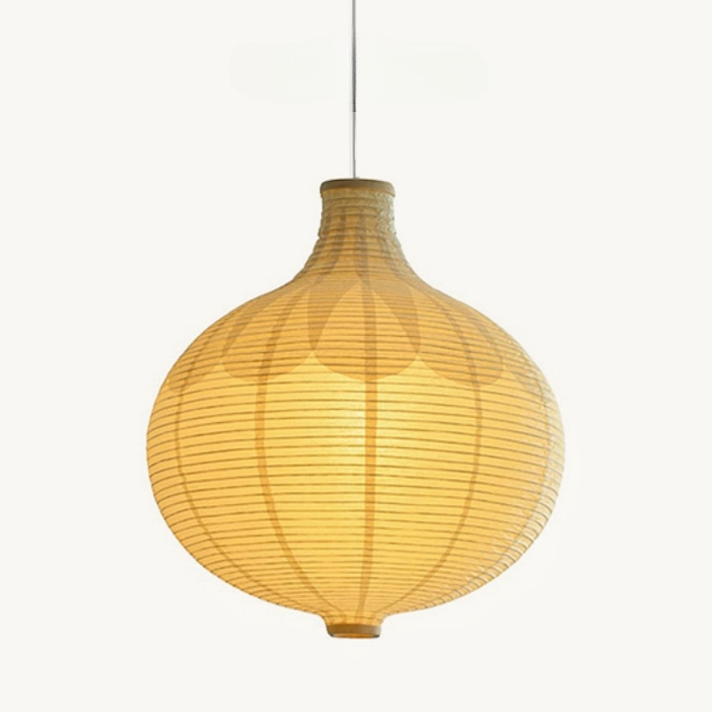 Japanese Wabi Sabi Style Paper Art Onion Shaped Handmade Pendant Light