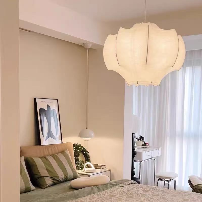 Retro Wabi-sabi Style Dining Room Hanging Lamp Art Imitation Silk Chandelier