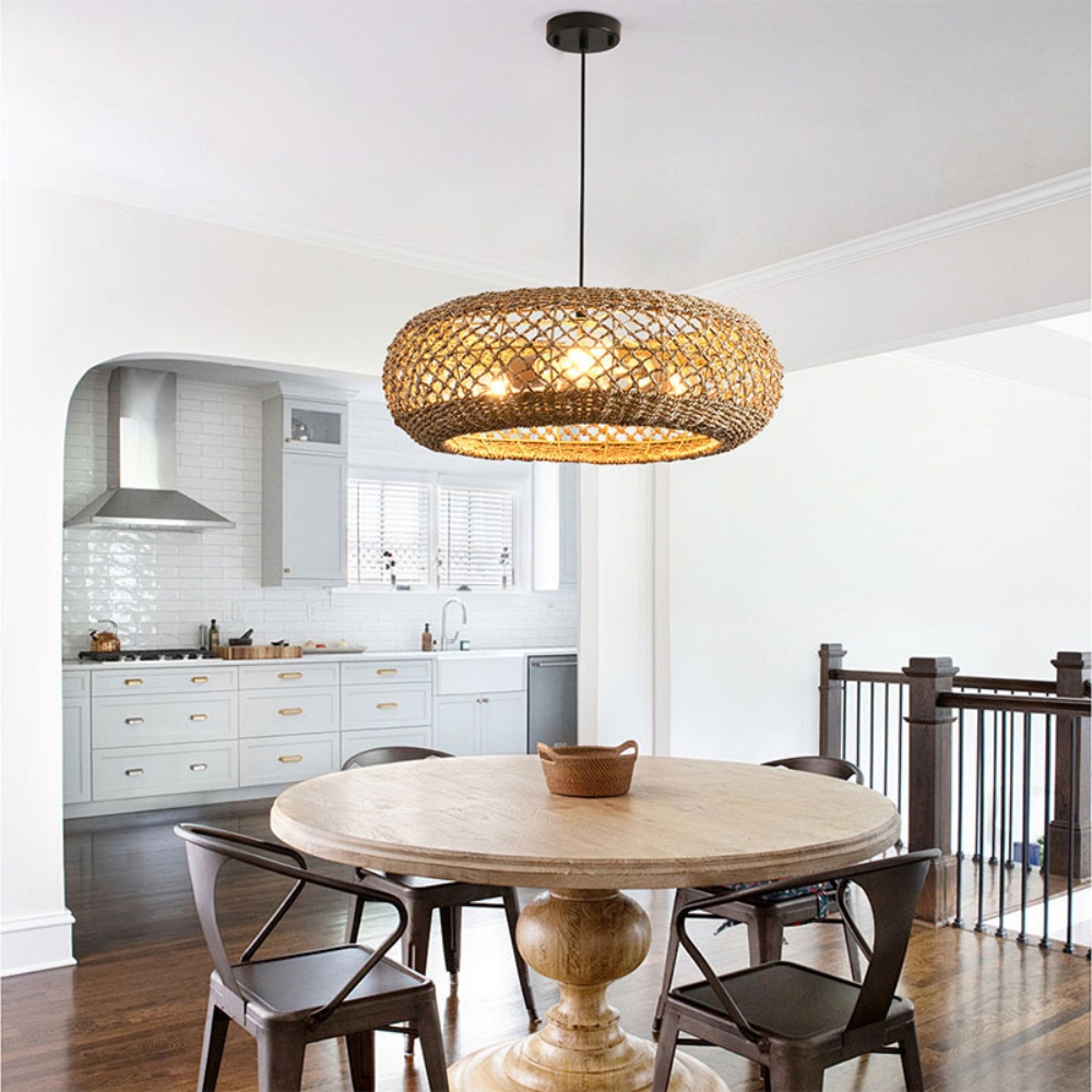 Boho Style Vintage Seagrass Pendant Light