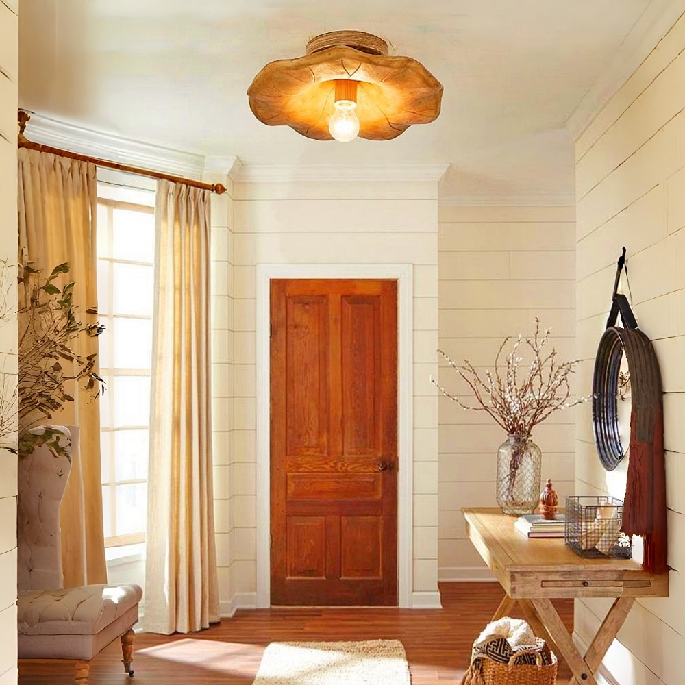 Retro Art Resin Ruffle Brown Ceiling Light