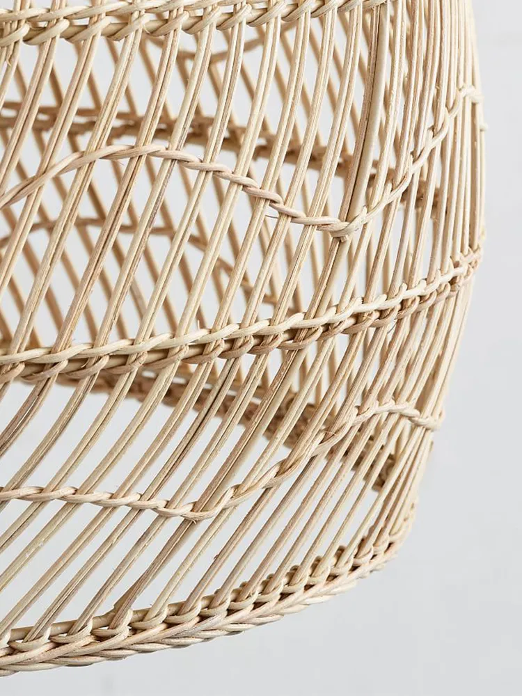 Bohemia Natural Rattan Woven Pendant Light Tatami Black Hanging Lamp Coastal Design