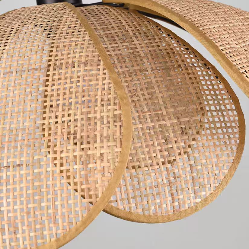 Rattan Petal Rustic Pendant Lamp Shade Japanese Wabi-sabi Flush Mount Lighting